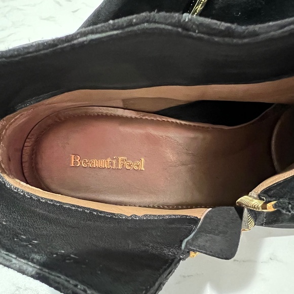 Beautifeel Black Suede Booties with Gold Zipper, Sz 38 - Picture 8 of 9